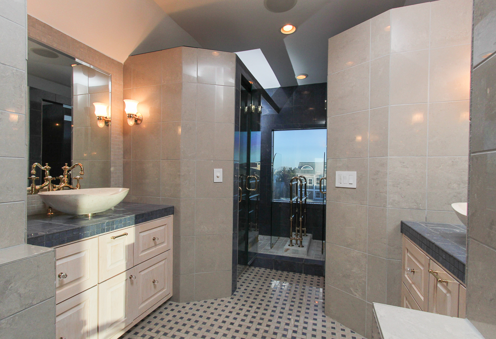 Walk in shower and double vanity in the master bath 15 Fordham Way Newbury, MA