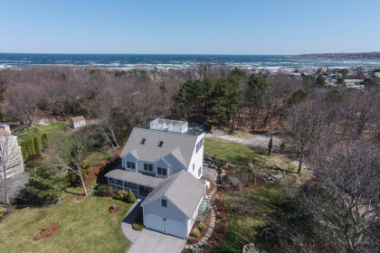Aerial front 48 Castle View Drive Gloucester MA