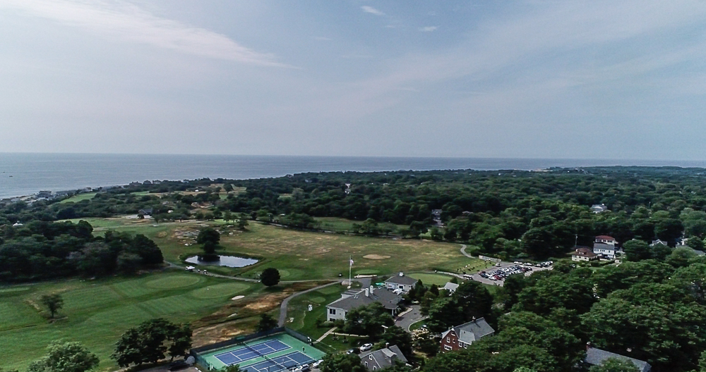 Aerial Bass Rocks golf course and tennis courts Gloucester Massachusetts
