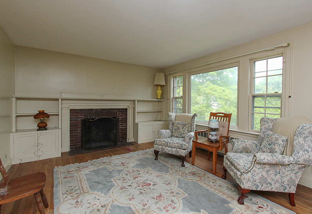 Living room with fireplace 31 Decatur Street Gloucester Massachusetts