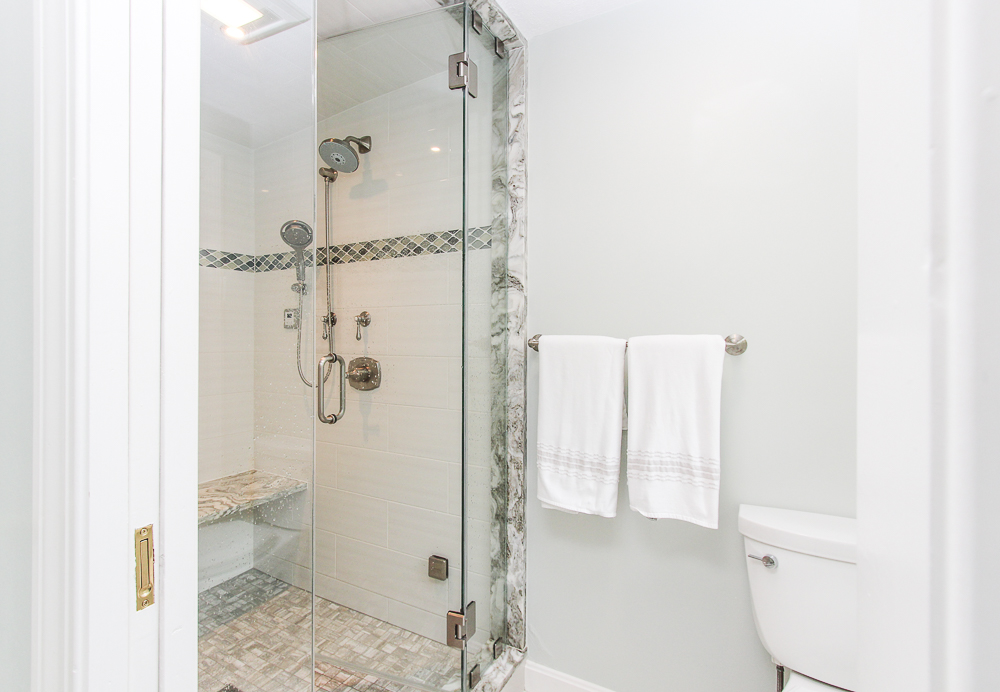 Bathroom with glass and tile shower 48 Boren Lane Boxford Massachusetts