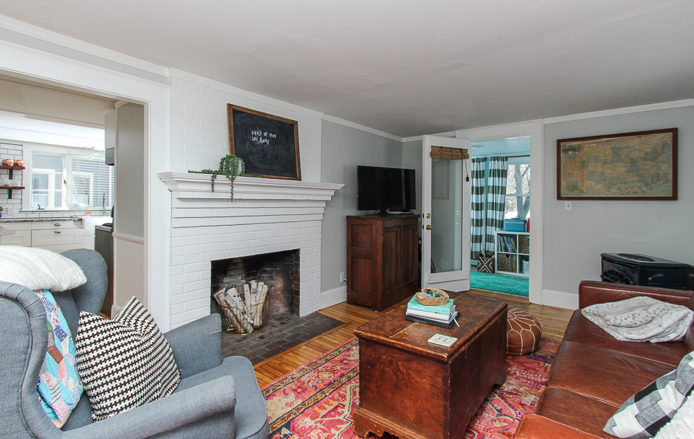 Living room with fireplace 34 Hart Street Beverly Massachusetts