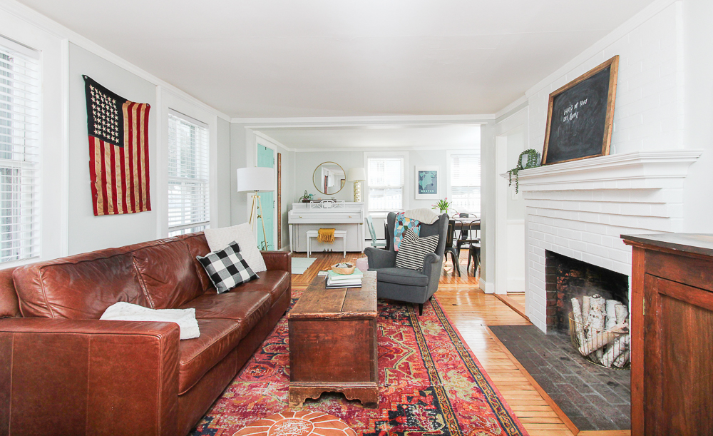 Living room with fireplace 34 Hart Street Beverly Massachusetts