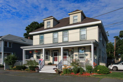 Front of the house with farmers porch at 9 Ames Street Beverly Massachusetts