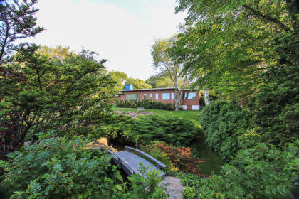 Bath view of the house with garden bridge in front 27 Edgemoor Road Gloucester MA