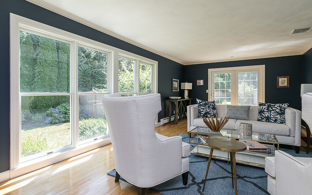 Living room with full legnth windows 10 Farrington Lane Hamilton Massachusetts
