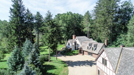 Aerial with garage in front 34 Cutler Road Hamilton Massachusetts