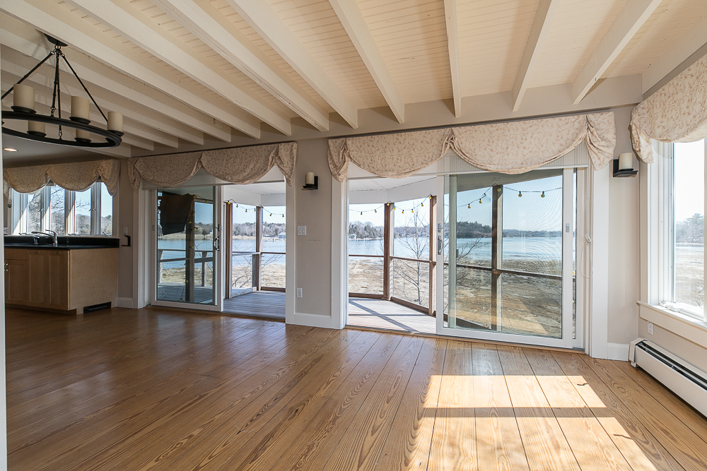 Dining room with sliders to screened porch 17 Stanwood Point Gloucester Massachusetts