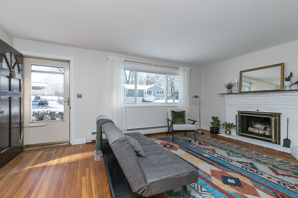 Living room with fireplace 55 Putnam Street Beverly Massachusetts