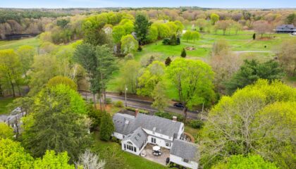 Aerial from the back 101 Larch Row Wenham Massachusetts